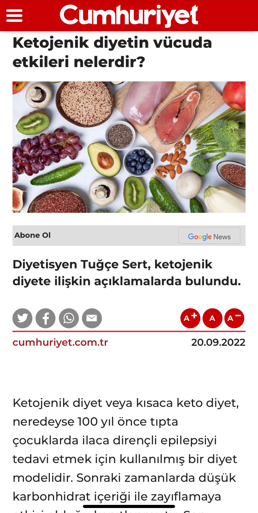 Cumhuriyet Diyetisyen Haberi